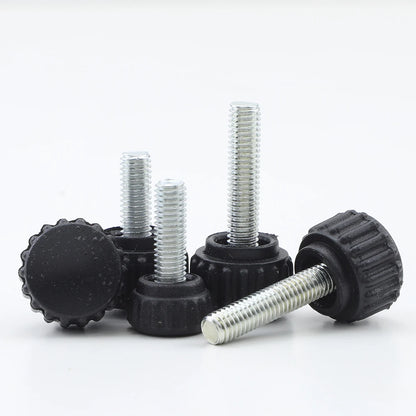 JUIDINTO 1/2/3pcs Plastic Knurled Round Head Handle Thumb Screw M3 M4 M5 M6 M8 M10 Nylon Black Bakelite Hand Tighten Bolt
