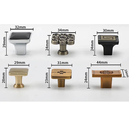 JUIDINTO 16-32mm Kitchen Shoes Cabinet Handle Square Single Hole Drawer Door Handle Vintage Brass Small Drawer Furniture Handle