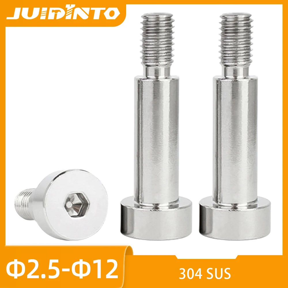 JUIDINTO 1-20pcs 304 Stainless Steel Shoulder Screws Hex Socket Bolts M2 M2.5 M3 M4 M5 M6 M8 M10 Shoulder Bolt for Machinery Use