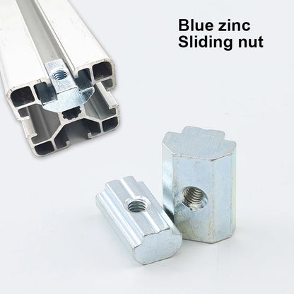 5-10pcs T Block Sliding Nut M3 M5 M6 M8 Zinc/Nickel Plated Roll in Spring T-nut with Ball for 20 30 40 45 Aluminum Profile Slot