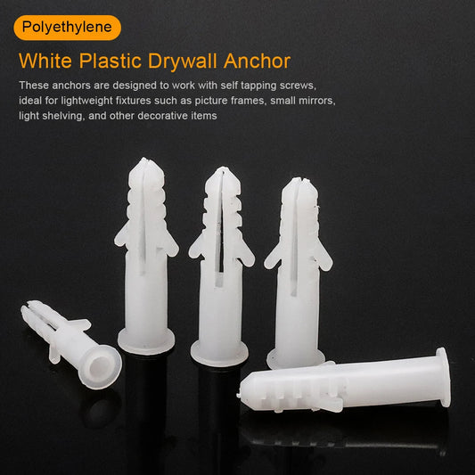 10/20/30pcs White Plastic Expansion Tube Wall Plug Anchors M5 M6 M8 M10 M12 M14 Tube Pipe Anchor Plugs for Self-tapping Screw