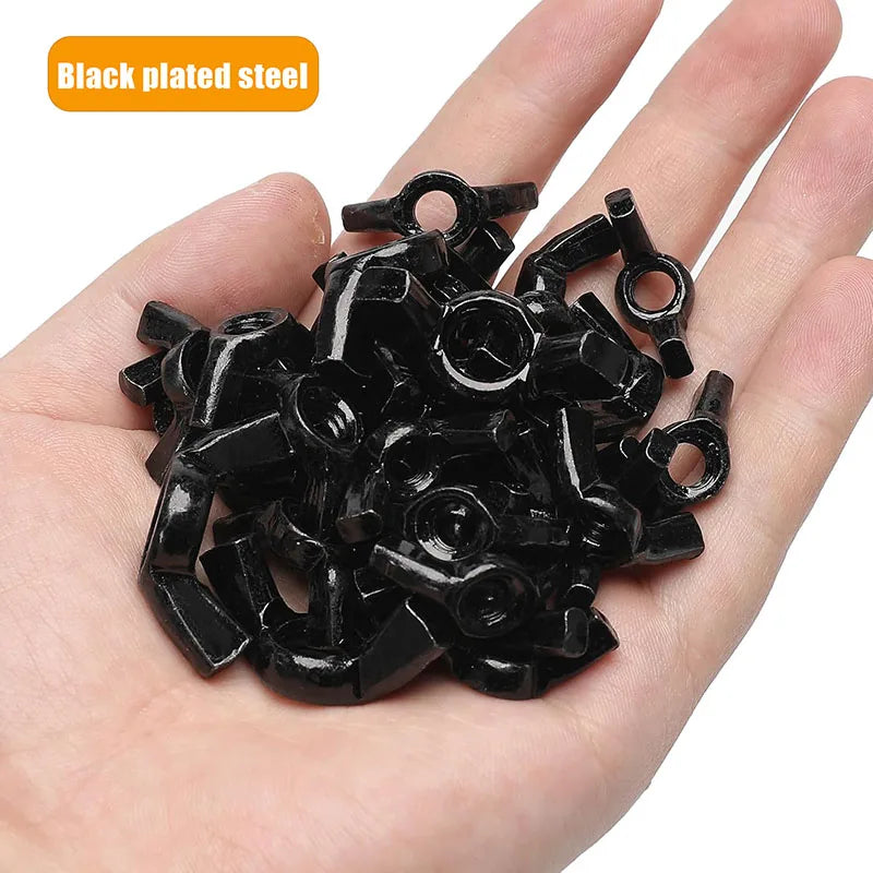 3-10pcs Butterfly Hand Tighten Nuts M3 M4 M5 M6 M8 M10 M12 Stainless Steel Black Plated Thumb Wing Nuts for Furniture Machinery
