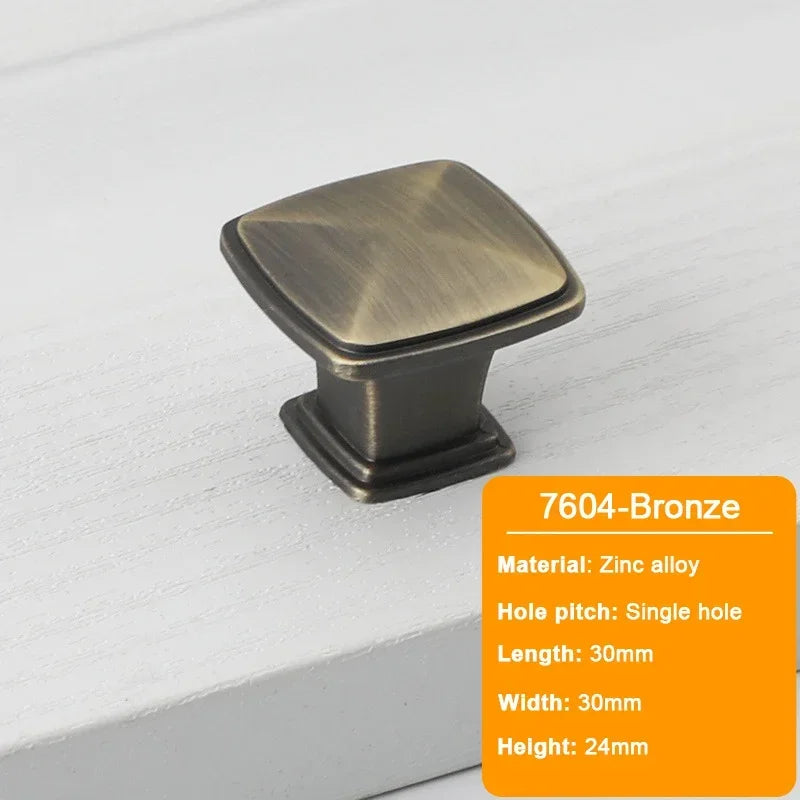 JUIDINTO 16-32mm Kitchen Shoes Cabinet Handle Square Single Hole Drawer Door Handle Vintage Brass Small Drawer Furniture Handle