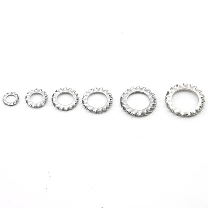 JUIDINTO 5-50pcs Internal External Teeth Lock Washers Stainless Steel M3-M30 Metal Serrated Lock Washer