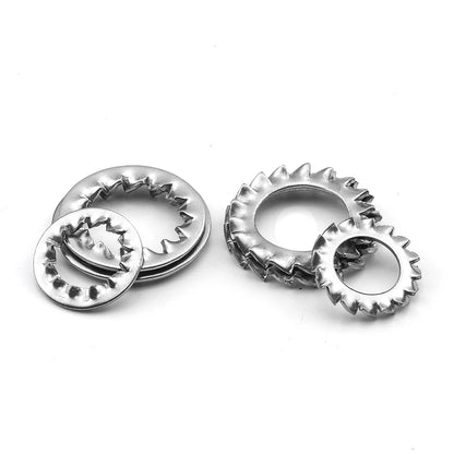 JUIDINTO 5-50pcs Internal External Teeth Lock Washers Stainless Steel M3-M30 Metal Serrated Lock Washer