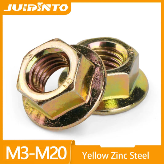 M3 M4 M5 M6 M8 M10 M12 M14 M16 Hex Hexagonal Flange Nuts Zinc Plated Carbon Steel Metric Serrated Flange Hex Lock Nuts