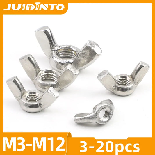 3-10pcs Butterfly Hand Tighten Nuts M3 M4 M5 M6 M8 M10 M12 Stainless Steel Black Plated Thumb Wing Nuts for Furniture Machinery