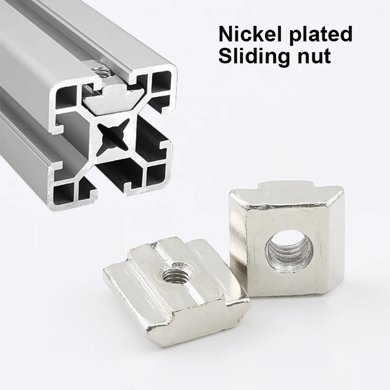 5-10pcs T Block Sliding Nut M3 M5 M6 M8 Zinc/Nickel Plated Roll in Spring T-nut with Ball for 20 30 40 45 Aluminum Profile Slot