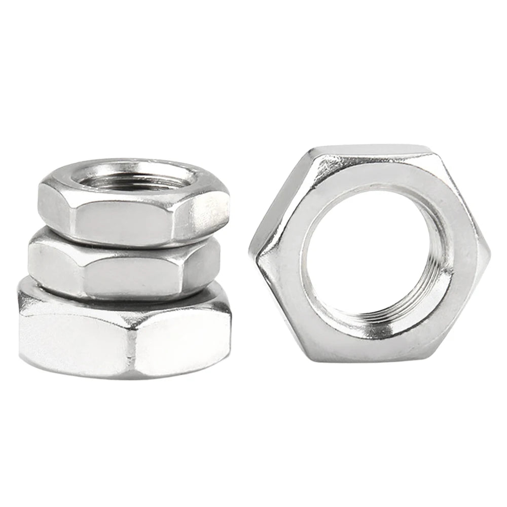 1-10pcs/bag GB6173 Hex Fine Left Thread Nut M8 M10 M12 M14 M16 M18 M20 M22 M24 M27 M30 M33 304 Stainless Steel Hexagon Thin Nuts
