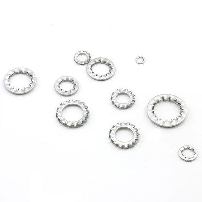 JUIDINTO 5-50pcs Internal External Teeth Lock Washers Stainless Steel M3-M30 Metal Serrated Lock Washer