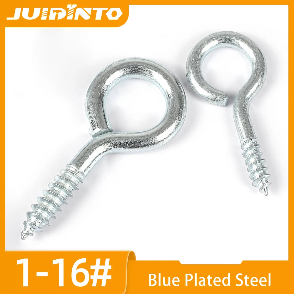 JUIDINTO 5~30pcs Sheep Eye Self-tapping Screw Hook Screws 1# 2# 3# 4# 5# 6# 8# 10# 12# 14# 16# Eyepins Hook Eyelets Screw