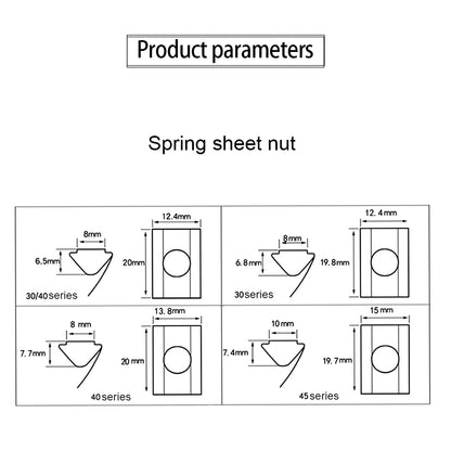 5-10pcs T Block Sliding Nut M3 M5 M6 M8 Zinc/Nickel Plated Roll in Spring T-nut with Ball for 20 30 40 45 Aluminum Profile Slot