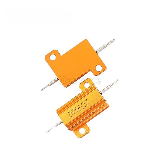 RX24 Wirewound Resistor 25W Aluminum Power Metal Shell Case Wirewound Resistor 1R 2R 4R 5K 6R 8R 10K 15K 20K Ohm Resistance