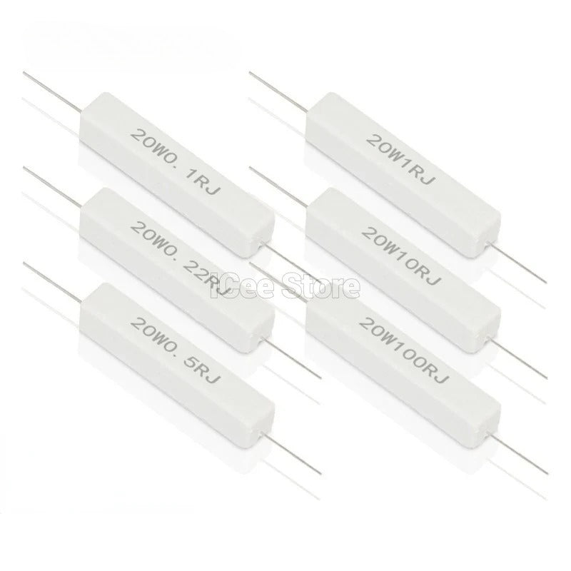 2Pcs 20W Cement Resistor SQP 0.1R-470R 1R 2R 2.2R 2.5R 3R 4R 5R 8R 10R 30R 33R 200R 470R Ohm