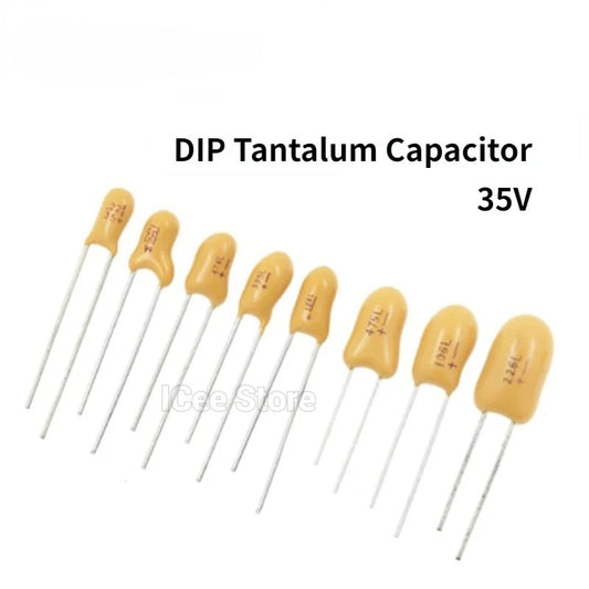 10Pcs Tantalum Capacitors DIP 35V 1UF 2.2UF 3.3UF 4.7UF 10UF 22UF 33UF 47UF 100UF