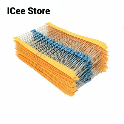 100pcs 1/4W Metal Film Resistor 1% 1R-1M 100R 220R 1K 1.5K 2.2K 4.7K 10K 22K 47K 100K 100 220 1K5 2K2 4K7 1M Ohm Resistance