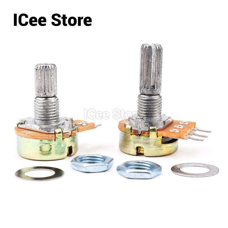 5Pcs WH148 Potentiometer B Type 3Pin 15mm Shaft with Nuts and Washers Variable Resistor Potentiometer B1K  2K B5K B10K B20K B50K B100K B250K B500K B1M