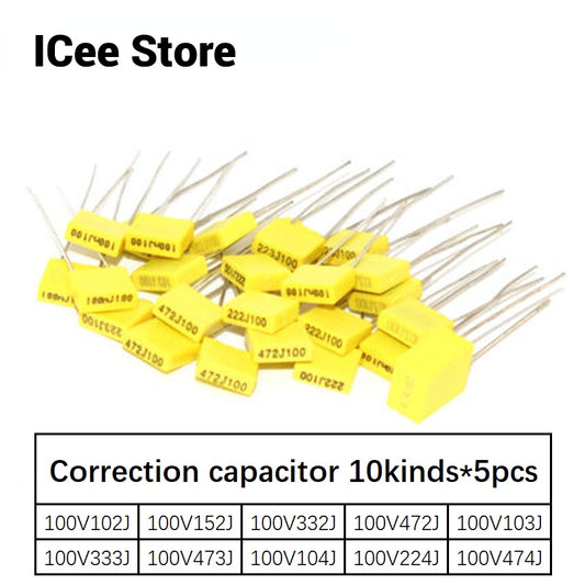 Correction Capacitor Set Assorted Kit 10 Kinds * 5 PCS=50PCS KIT 100V 102J 152J 332J 472J 103J 333J 473J 104J 224J 474J