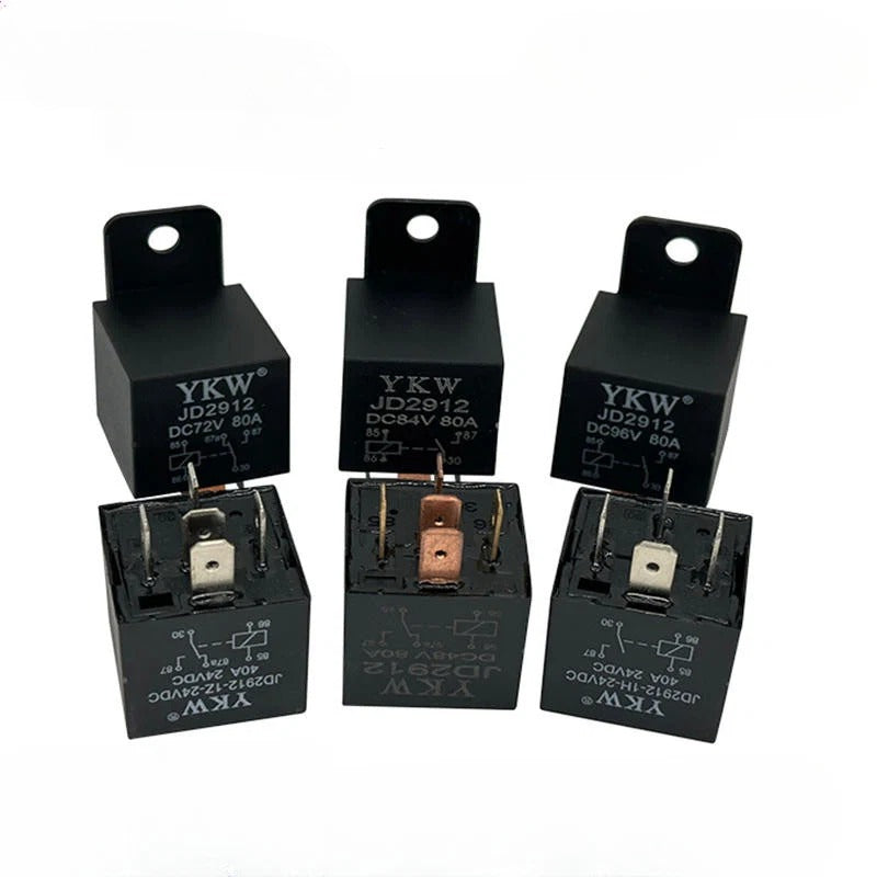 40A 80A Auto Car Relay JD2912 with Socket Wire 4Pin 5Pin DC 12V 24V 36V 48V 72V with Mounting Hole Coil Power 1.8W Automobile Control Device