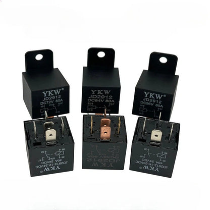 40A 80A Auto Car Relay JD2912 with Socket Wire 4Pin 5Pin DC 12V 24V 36V 48V 72V with Mounting Hole Coil Power 1.8W Automobile Control Device