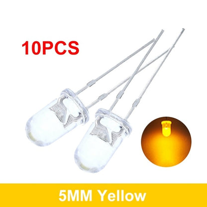 100pcs High Quality Transparent Round 5mm Super Bright Water Clear Green Red White Yellow Blue Light LED Bulbs Emitting Diode
