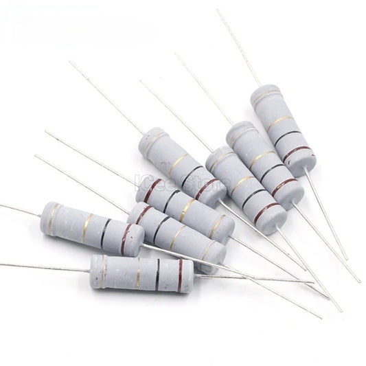 10Pcs Carbon Film Resistor 5% 5W 1R - 1M 2.2R 10R 22R 47R 51R 100R 150R 470R 1K 4.7K 10K 47K 10 47 51 100 150 Ohm 5W Resistance