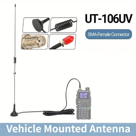 Dual Band Vehicle Mounted Antenna UT-106UV 144/430MHz SMA-Female Connector Vehicle Mounted Walkie Talkie Antenna Suction Cup Antenna