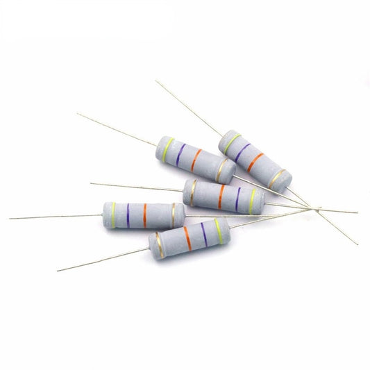 10Pcs 5W Carbon Film Resistor 5% 24Values 1R ~ 1M 2.2R 10R 22R 47R 51R 100R 150R 470R 1K 2K 4.7K 10K 47K 1 2.2 10 22 47 51 100 150 470 Ohm