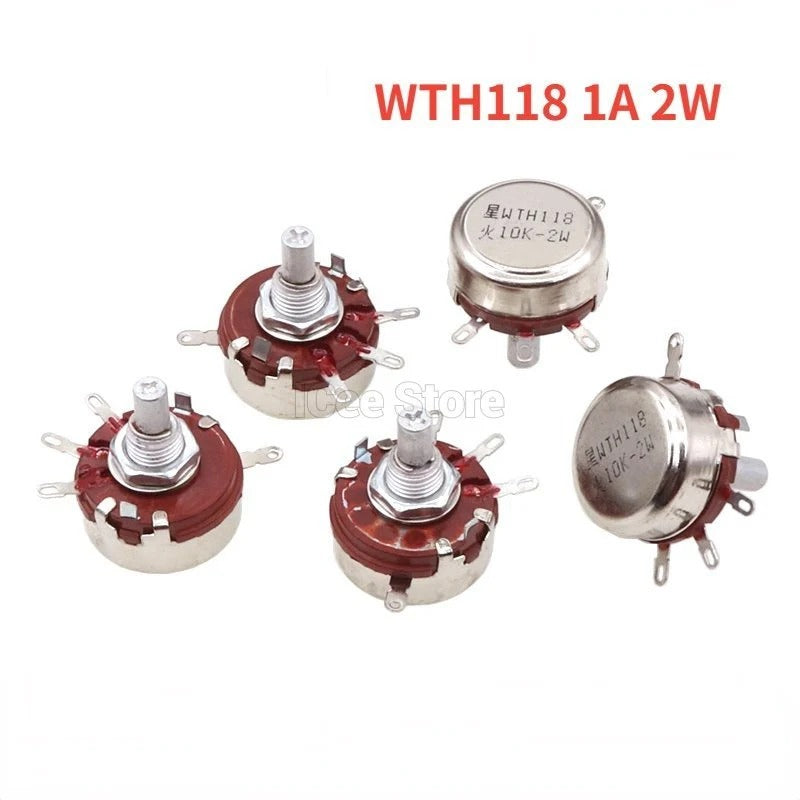 2Pcs WTH118 2W 1A Potentiometer 1K 2.2K 4.7K 10K 22K 47K 100K 470K 1M WTH118-2W