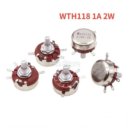 2Pcs WTH118 2W 1A Potentiometer 1K 2.2K 4.7K 10K 22K 47K 100K 470K 1M WTH118-2W