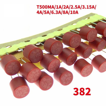 50Pcs Fuse 382 Round T0.5A T1A T2A 3.15A 4A 5A 6.3A 250V  LCD TV Power Board Commonly Used Fuse Slow Blowing Fuse