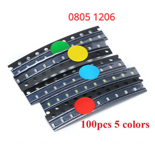 100Pcs 0805 1206 SMD LED Electronic Kit Red Yellow Green White Blue Light Emitting Diode Water Clear Light Diodes Set