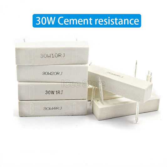 30W Cement Resistor Power Resistance 0.1-100R 0.1R 0.5R 1R 2R 5R 10R 50R 100R