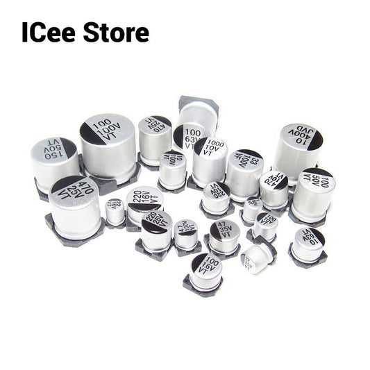 100Pcs SMD Capacitor 10V 16V 25 35V 50V 220U 330UF 470UF 1000UF Aluminum Electrolytic Capacitor