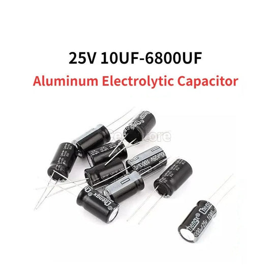 Aluminum Electrolytic Capacitor 25V 10UF-6800UF 10UF 100UF 220UF 330UF 470UF 680UF 1000UF 2200UF 3300UF 4700UF 6800UF