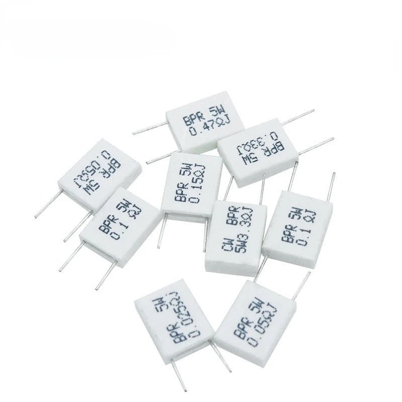 10Pcs BPR56 Non-Inductive Cement Resistor 5W Resistance 0.1R 0.15R 0.22R 0.25R 0.33R 0.5R Ohm