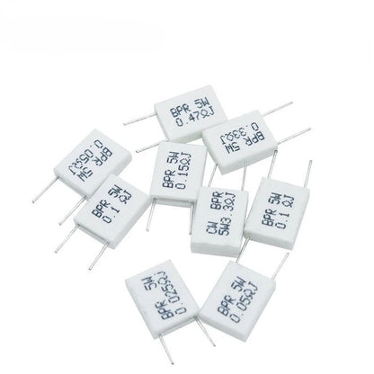 10Pcs BPR56 Non-Inductive Cement Resistor 5W Resistance 0.1R 0.15R 0.22R 0.25R 0.33R 0.5R Ohm