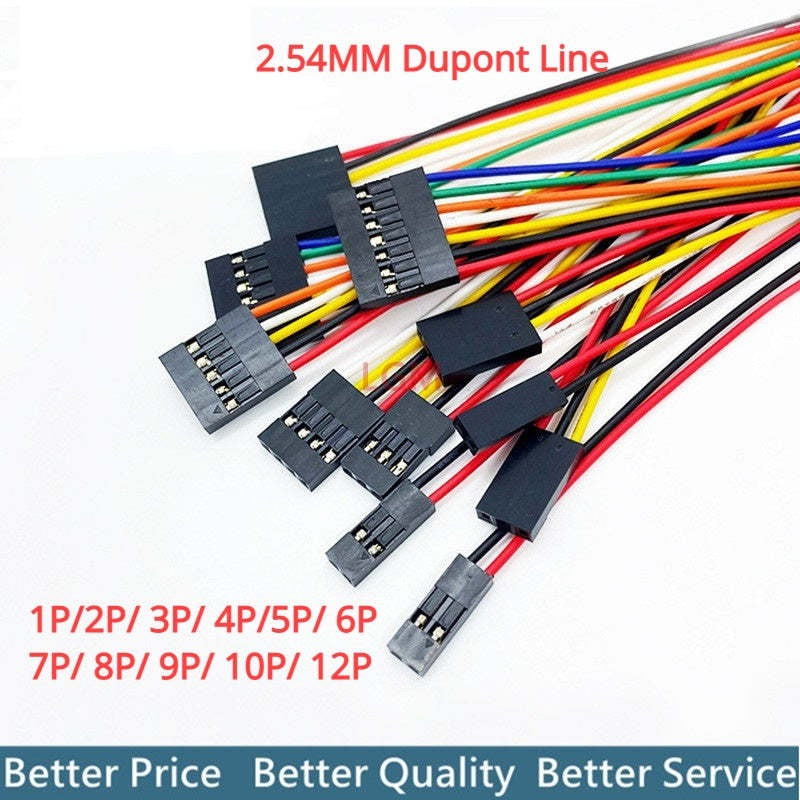 10Pcs 2.54MM 2.54 Wire Dupont Line Female To Female 1P2 3 4 5 6 7 8 9 10 12 Pin Dupont Cable Connector JUMPER CABLE WIRE FOR PCB