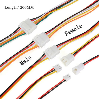 10Pairs XH2.54 Wire Cable 2/3/4/5/6 Pin Pitch 2.54mm 20cm 26AWG Connector XH Plug Male & Female Battery Charging Cable