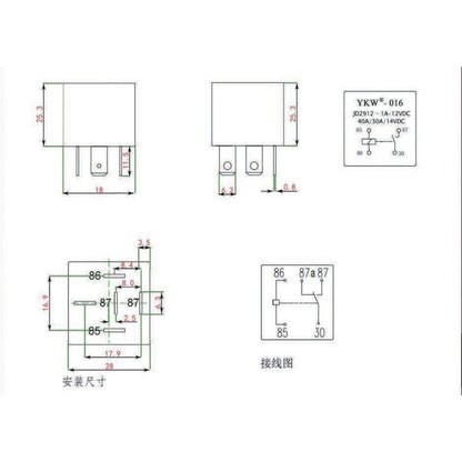 40A 80A Auto Car Relay JD2912 with Socket Wire 4Pin 5Pin DC 12V 24V 36V 48V 72V with Mounting Hole Coil Power 1.8W Automobile Control Device