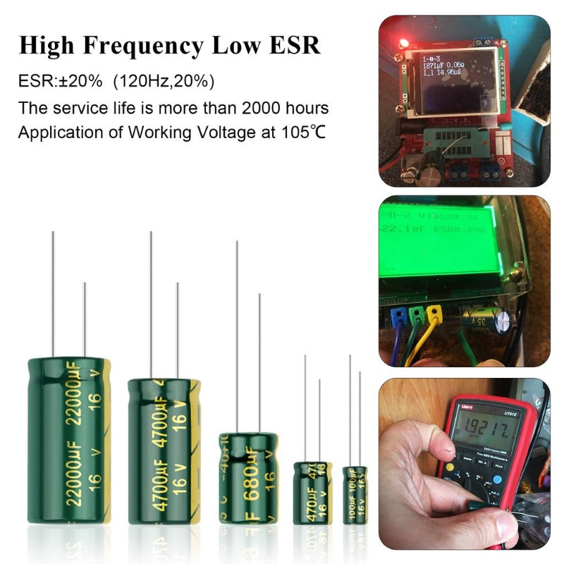 Aluminum Electrolytic Capacitor 16V High Frequency Low ESR 16V 100UF 220UF 470UF 680UF 1000UF 1500UF 2200UF 3300UF 4700UF