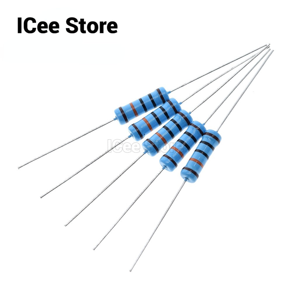 20Pcs 2W Metal Film Resistors 1% 10R-1M 10R 22R 47R 100R 1K 10K 100K 1M 4.7K 5.1K 1M