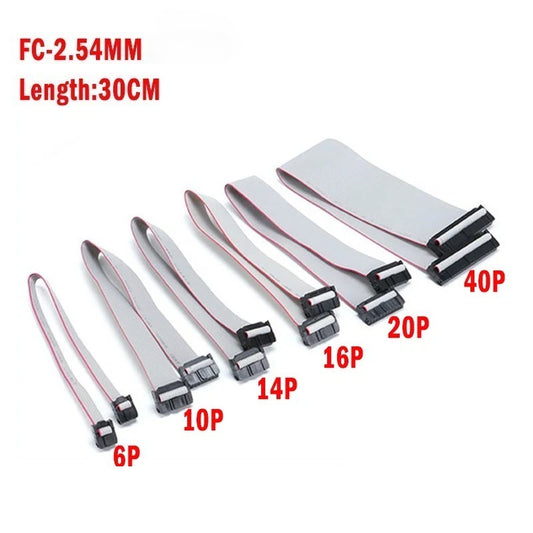 2.54MM pitch FC-6/10/14/16/20/40 PIN 30CM JTAG ISP DOWNLOAD CABLE Gray Flat Ribbon Data Cable FOR DC3 IDC BOX HEADER