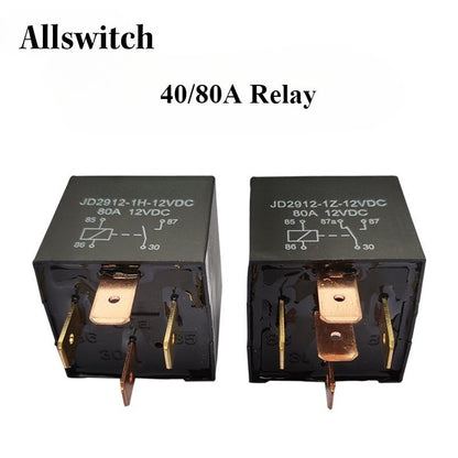 40A 80A Auto Car Relay JD2912 4Pin 5Pin DC 12V 24V 36V 48V 72V with Mounting Hole Coil Power 1.8W Automobile Control Device