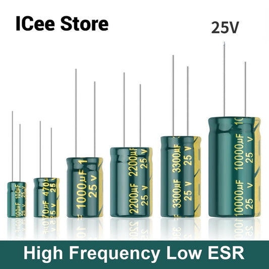 Aluminum Electrolytic Capacitor 25V High Frequency Low ESR 25V 10UF 47UF 100UF 220UF 330UF 470UF 680UF 1000UF 2200UF 4700UF 10000UF