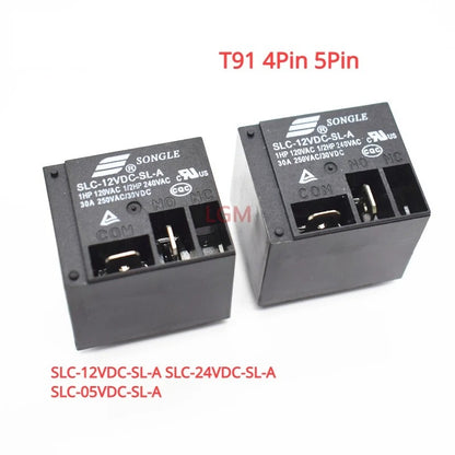 Power Relays  SLC-12VDC-SL-A SLC-24VDC-SL-A SLC-05VDC-SL-A 5V 12V 24 30A HF2100 T91 4Pin 5Pin