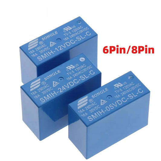 SMIH Relay SMIH-05VDC-SL-A SMIH-12VDC-SL-C 5/12/24VDC 6Pin/8Pin Relay 16A Normally Open Relay