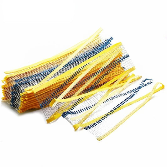 100pcs 1/4W Metal Film Resistor 1% 1R-1M 100R 220R 1K 1.5K 2.2K 4.7K 10K 22K 47K 100K 100 220 1K5 2K2 4K7 1M Ohm Resistance