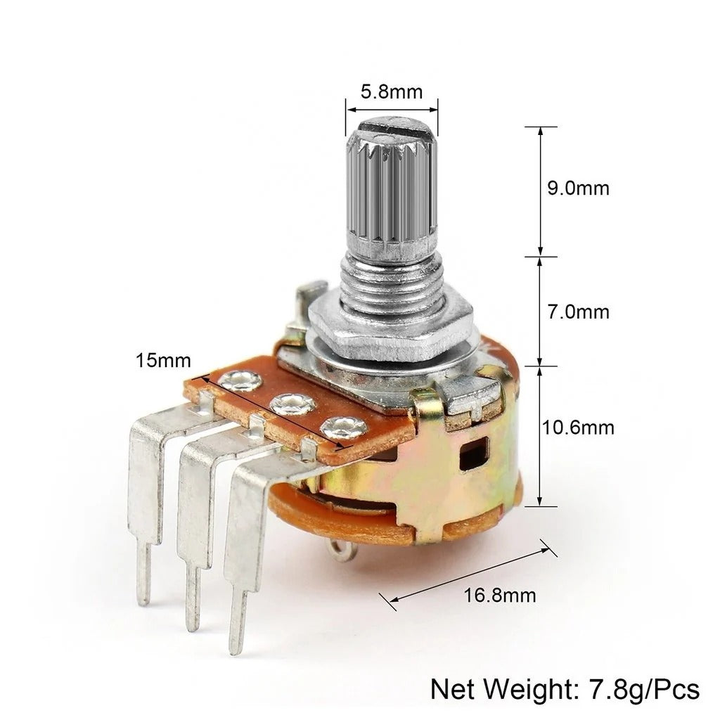 5Pcs WH148 Potentiometer 3Pin 15mm Shaft B5K B10K B50K B100K B500K with Switch Amplifier Dual Stereo Potentiometer