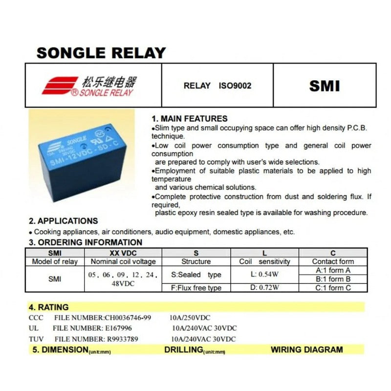 SONGLE Relay SMI-24VDC-SL-A 24V 4Pin Relay Original